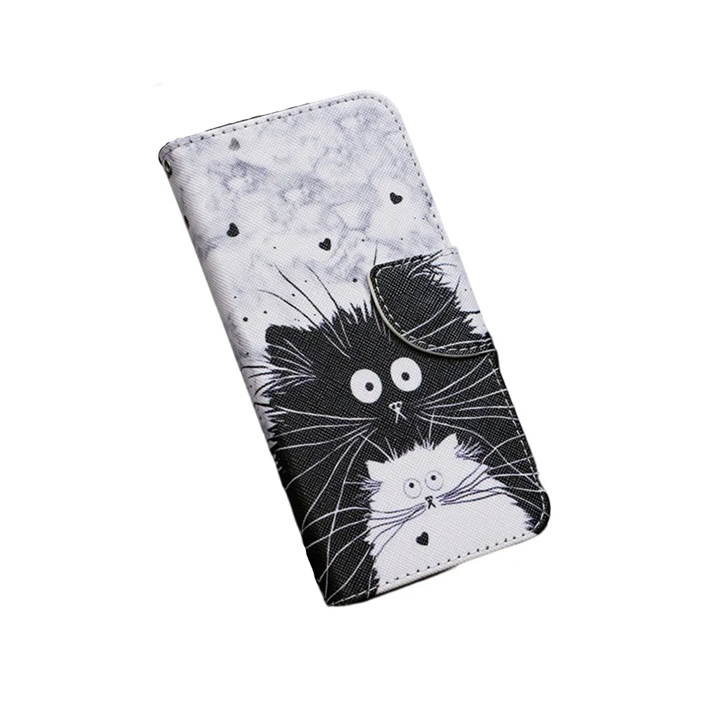 Anymob Samsung Case Black and White Kitten Design Flip Leather Wallet Phone Cover Protection