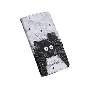 Anymob Samsung Case Black and White Kitten Design Flip Leather Wallet Phone Cover Protection