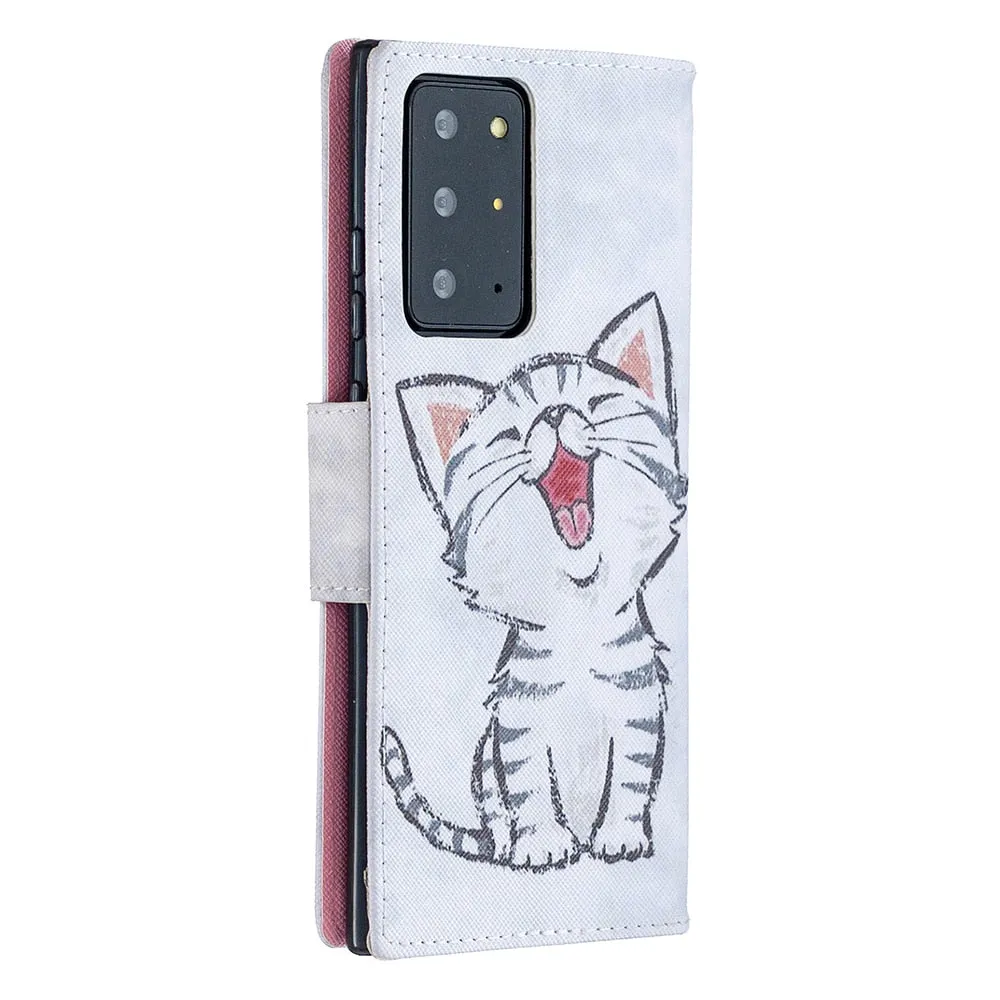 Anymob Samsung Case Blue Flower with Butterfly Design Flip Leather Wallet Phone Cover Protection
