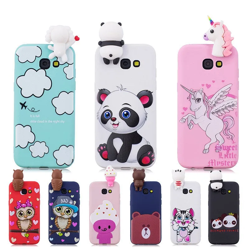Anymob Samsung Case Blue Owl Soft Silicone 3D Unicorn Panda Phone Cover Protection