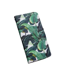 Anymob Samsung Case Green Banana Leaf Cartoon Flip Leather Wallet Phone Cover Protection