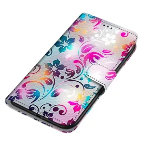 Anymob Samsung Case Multicolor Flower Magnetic Flip Leather Card Slot Wallet Phone Cover Protection