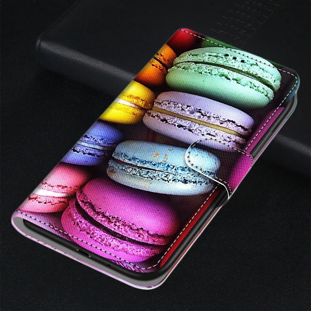 Anymob Samsung Case Multicolor Pancakes Magnetic Flip Leather Card Slot Wallet Phone Cover Protection