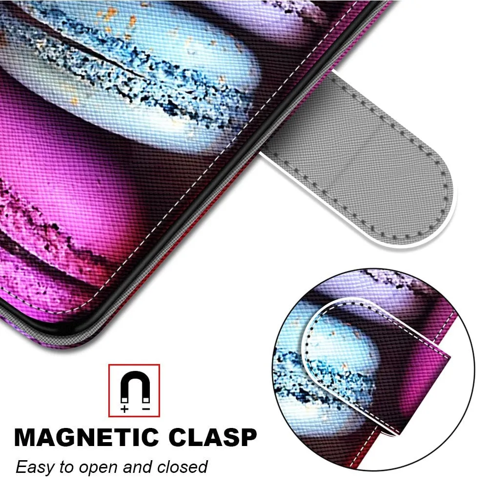 Anymob Samsung Case Peach and White Magnetic Flip Leather Card Slot Wallet Phone Cover Protection