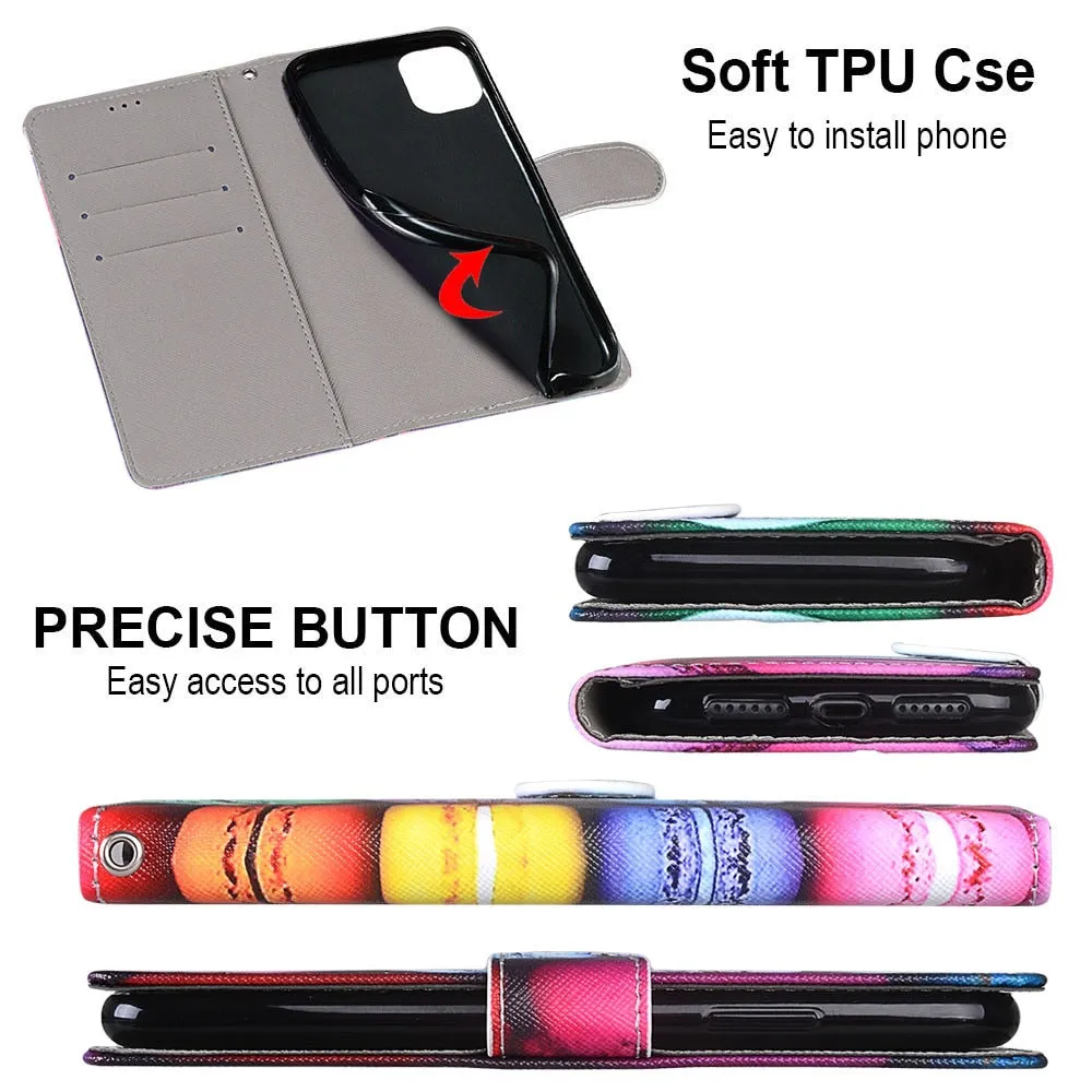 Anymob Samsung Case Peach and White Magnetic Flip Leather Card Slot Wallet Phone Cover Protection