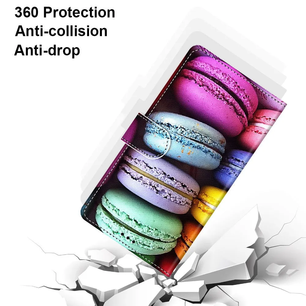 Anymob Samsung Case Peach and White Magnetic Flip Leather Card Slot Wallet Phone Cover Protection