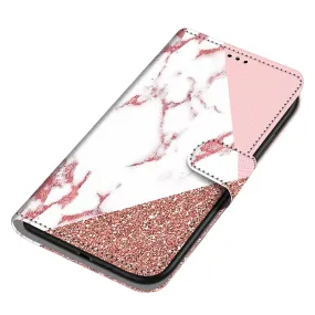 Anymob Samsung Case Peach and White Magnetic Flip Leather Card Slot Wallet Phone Cover Protection