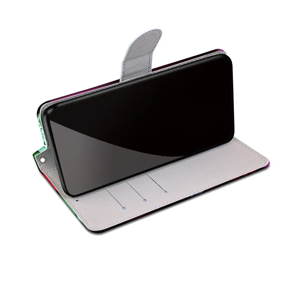 Anymob Samsung Case Peach and White Magnetic Flip Leather Card Slot Wallet Phone Cover Protection