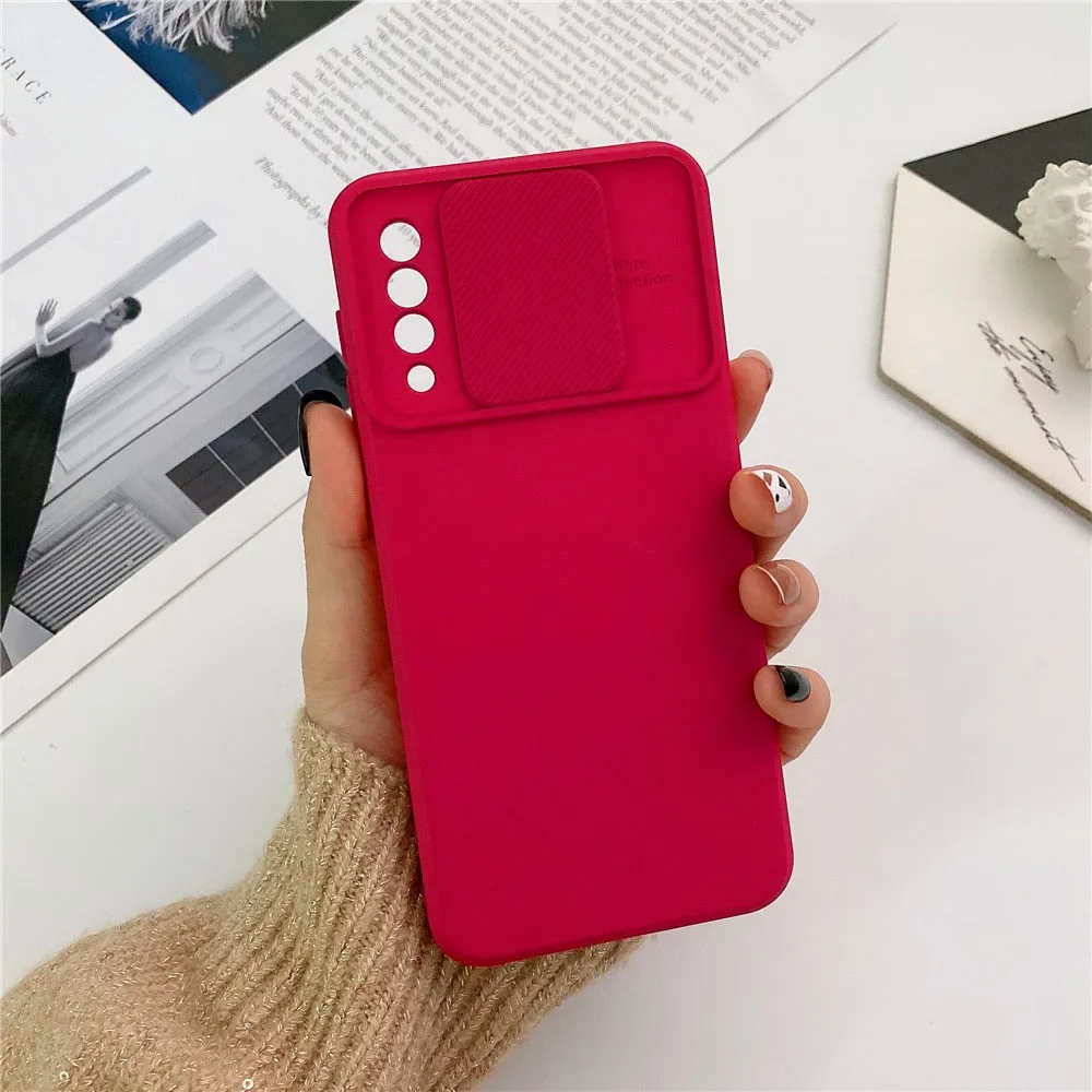 Anymob Samsung Case Red Camera Lens Protection Phone Color Candy Soft Back Cover