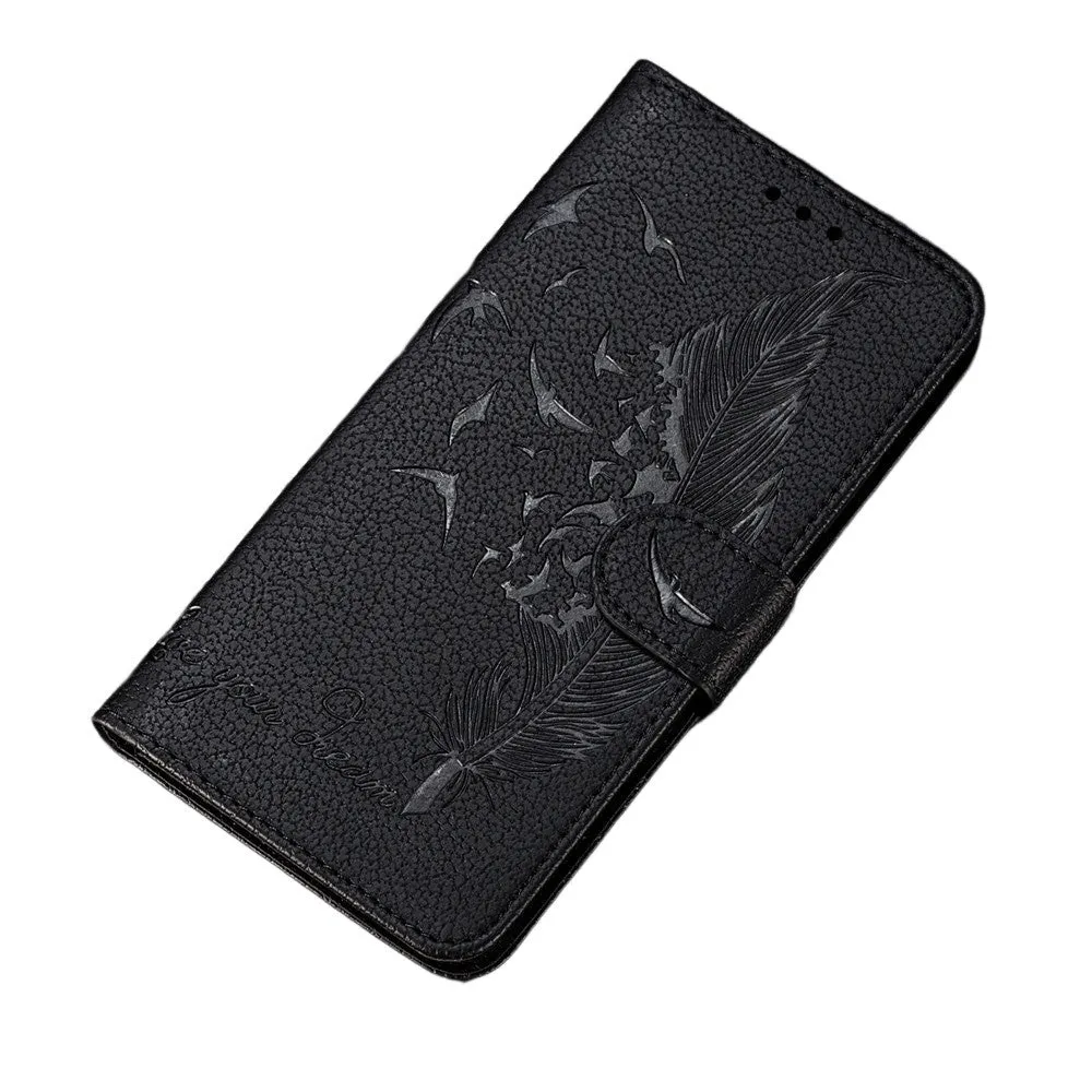 Anymob Samsung Gloss Black Flip Case Leather Phone Wallet Cover Protection