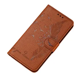 Anymob Samsung Gloss Tan Flip Case Leather Phone Wallet Cover Protection