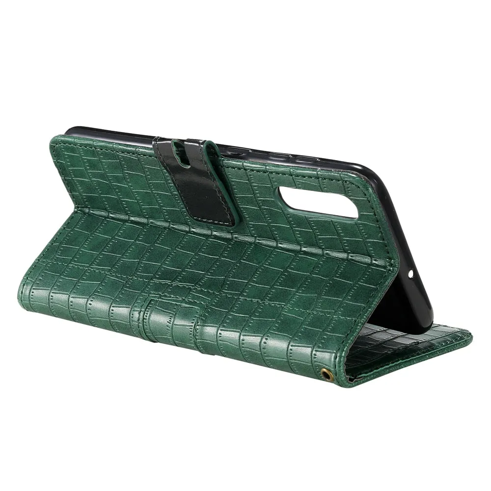 Anymob Samsung Green Leather Case Cover 3D Flip Wallet Phone Protection