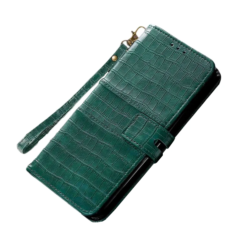 Anymob Samsung Green Leather Case Cover 3D Flip Wallet Phone Protection