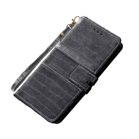 Anymob Samsung Grey Leather Case Cover 3D Flip Wallet Phone Protection