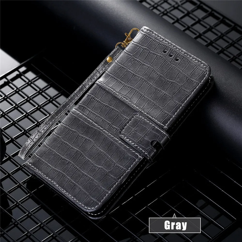 Anymob Samsung Grey Leather Case Cover 3D Flip Wallet Phone Protection