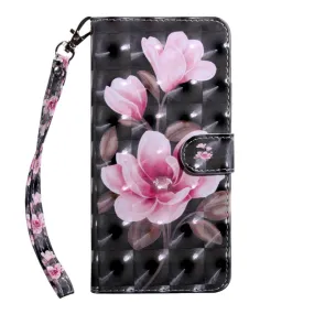 Anymob Xiaomi Redmi Black Pink Leather Case Flower Flip Wallet Cover Bag Shell Protection
