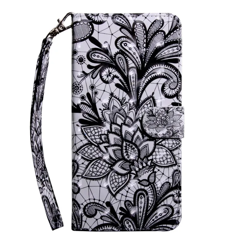 Anymob Xiaomi Redmi Light Black Leather Case Flower Flip Wallet Cover Bag Shell Protection