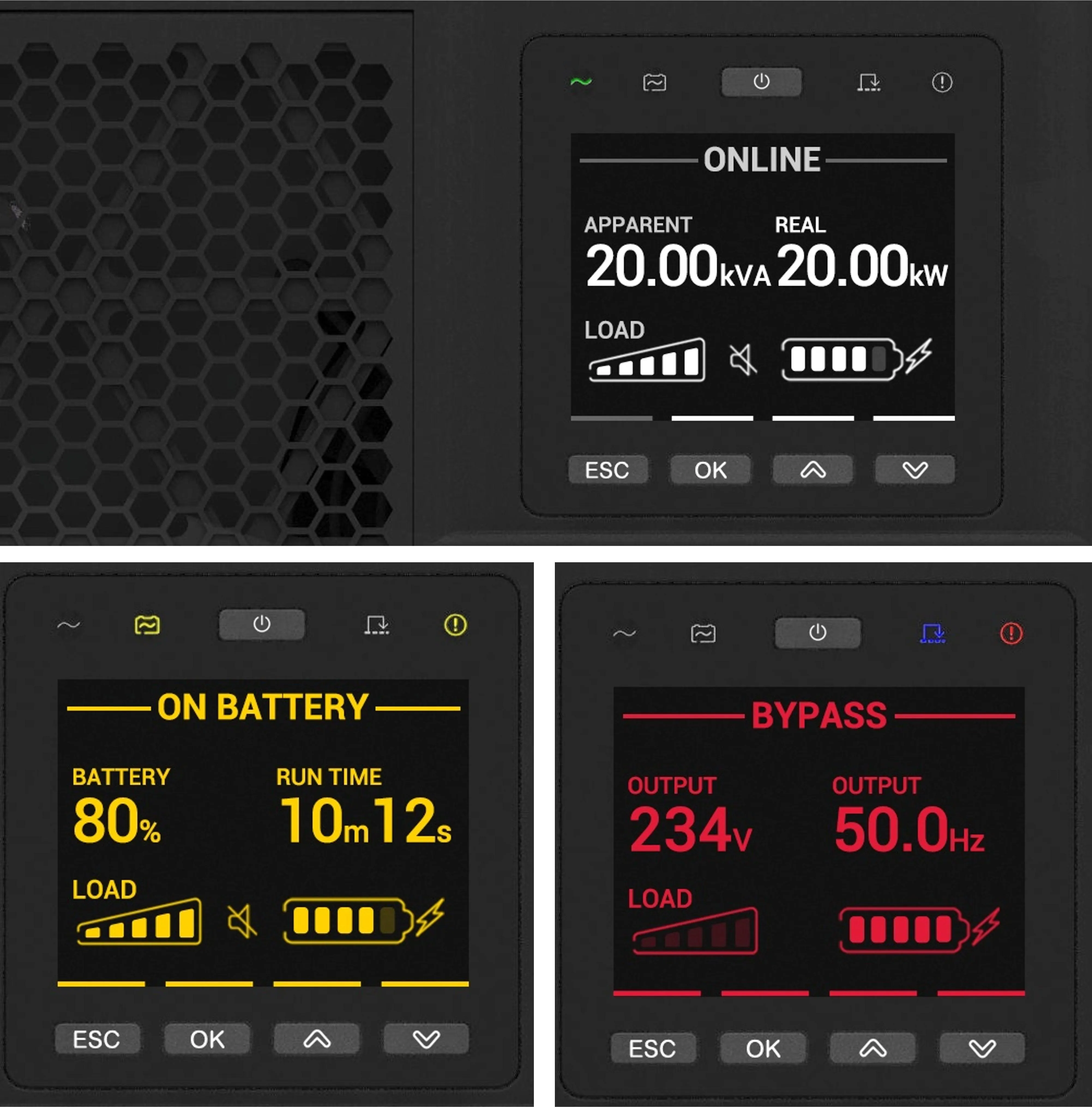 APC 20 kW|20 kVA | Double conversion online | Sine wave | Built-in static bypass | Lead-acid battery | LCD display (SRTG20KXLI)