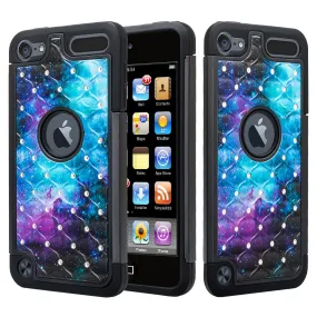 Apple iPod Touch 5 / Touch 6 Diamond Rhinestone Studded [Impact/Shock Resistant] Hybrid Dual Layer Case for Apple iPod Touch 5 / Touch 6 - Cosmo
