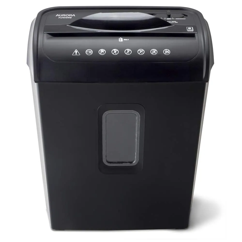 Aurora High-Security 6-Sheet Micro-Cut Paper Credit Card Shredder, Large 3.5-Gallon Wastebasket, 4-Minute Continuous Shredding Time, Security Level P-4