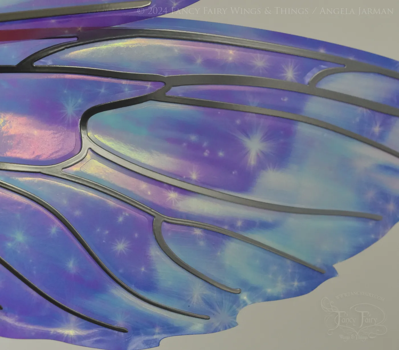Aynia "Twilight Aurora" Painted Convertible Iridescent Fairy Wings with Silver Veins, Ready to Ship