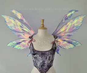 Aynia "Twilight Aurora" Painted Convertible Iridescent Fairy Wings with Silver Veins, Ready to Ship