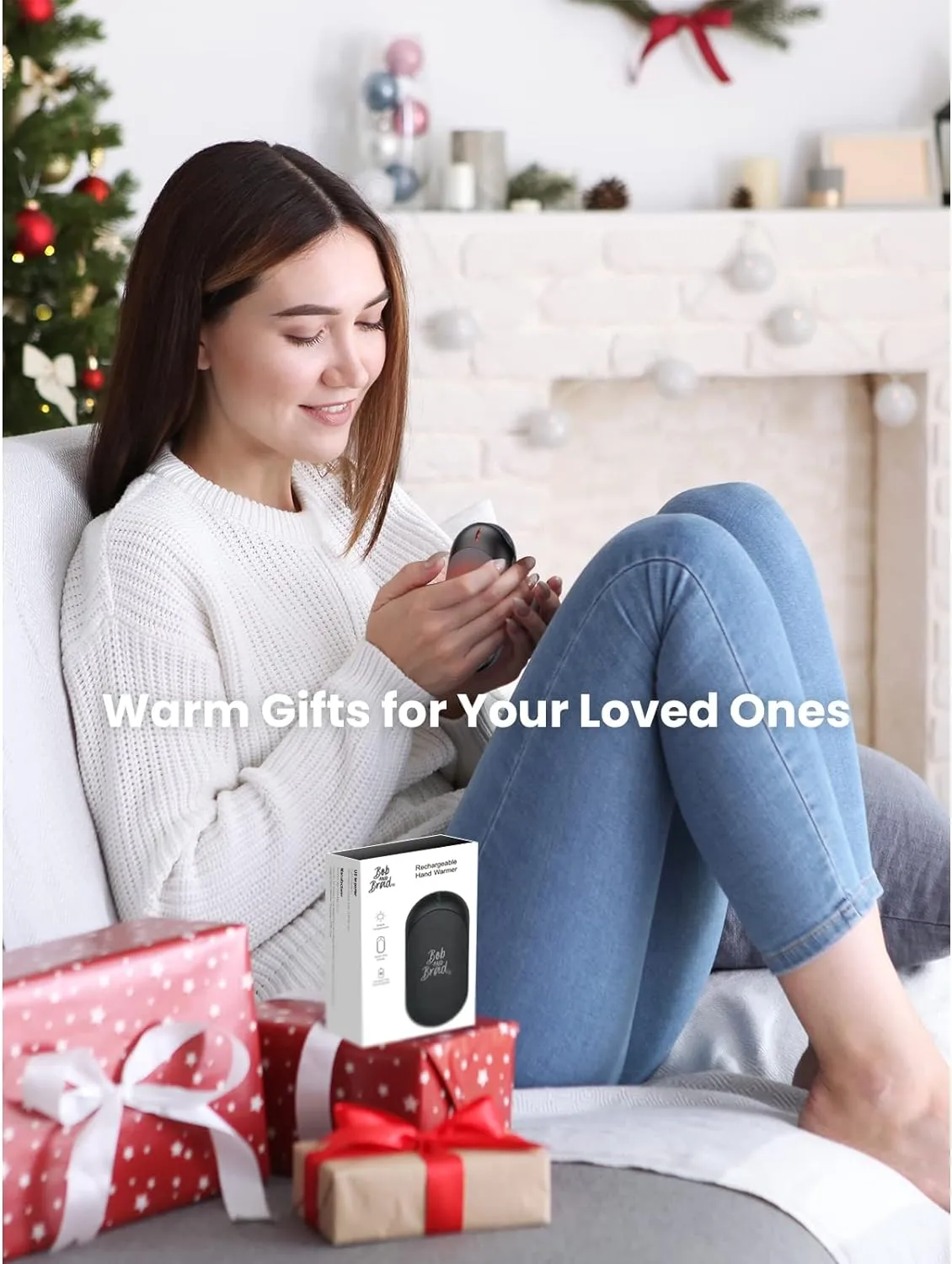 Bob and Brad® Hand Warmer Rechargeable, 10000mAh Portable Pocket Heater, Electric Handwarmer with 3 Levels, 14 Hrs Lasting Heat, Great for Camping, Golf, Hunting, Outdoor, Winter Gifts