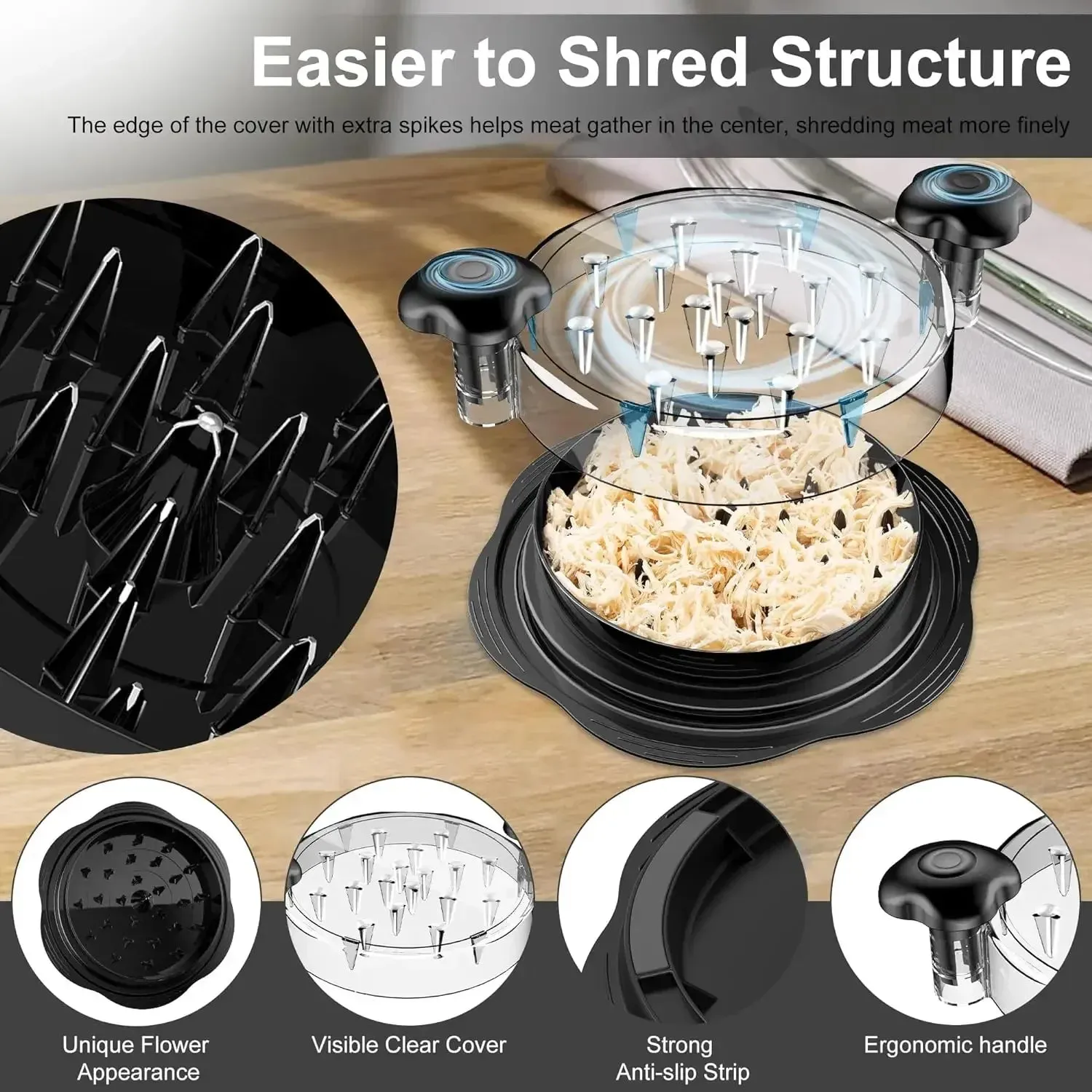 Chicken Shredder Tool Meat Mincing Grinder Machine with Lid