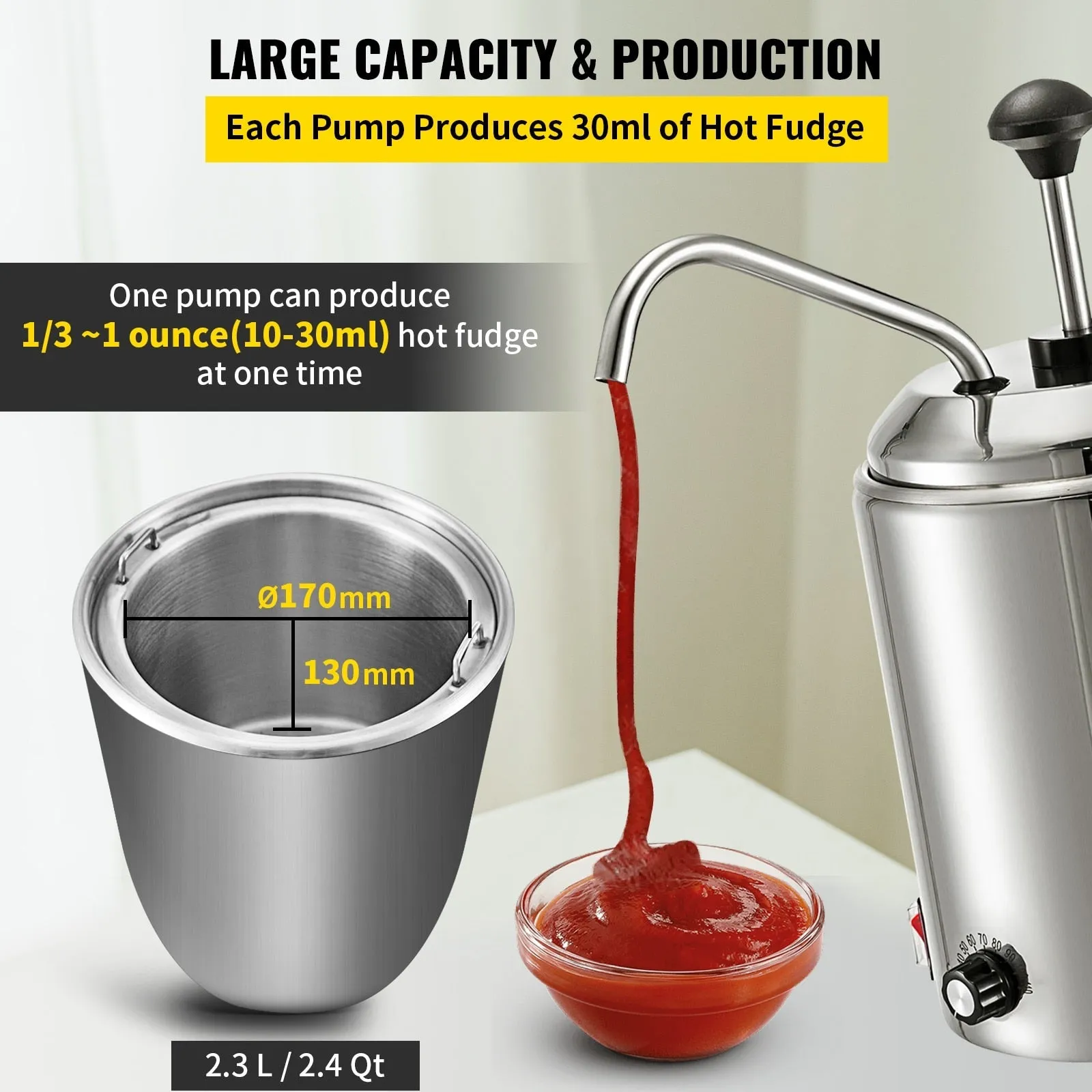 Commercial Temperature Adjustable  Hot Fudge Warmer With Pump