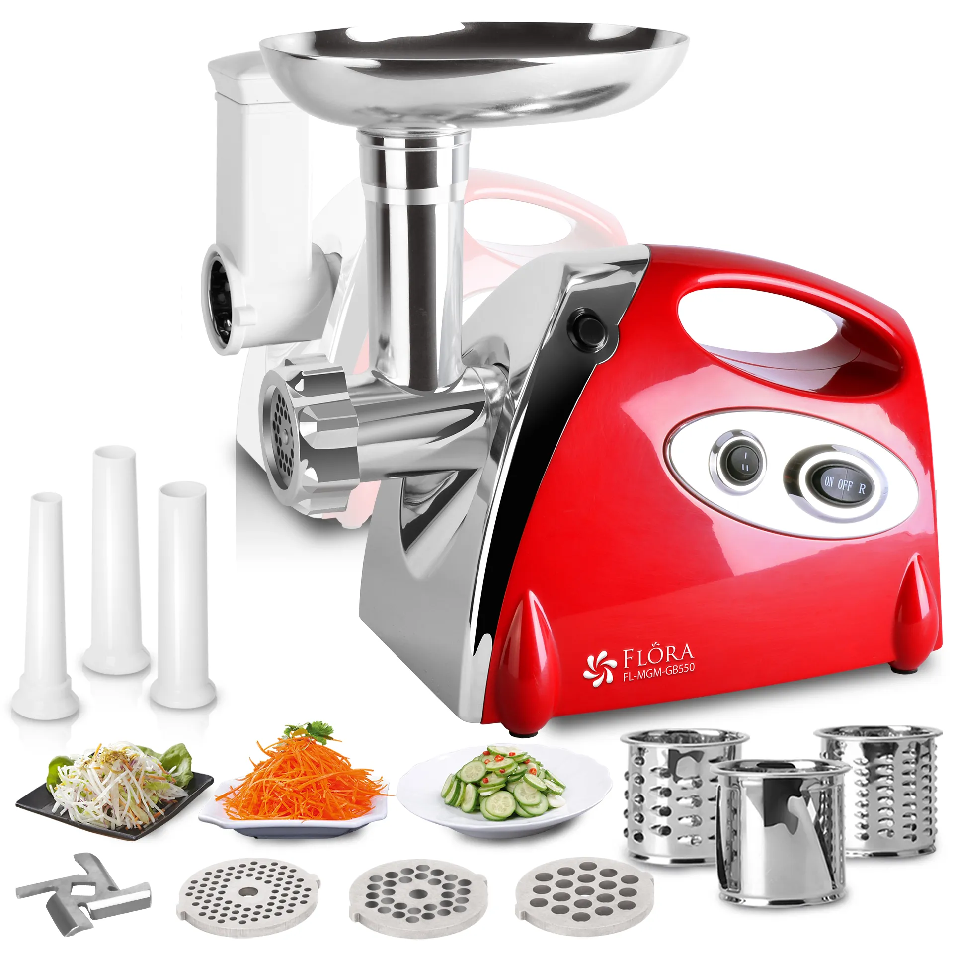Flora Electric Meat Mincer with Slicer Shredder Kit-Powerful Electric Grinder 2800W -Stainless Steel Blades-Sausage Maker-Lite Edition-Model: FL-MGM-GB550-AU STOCK