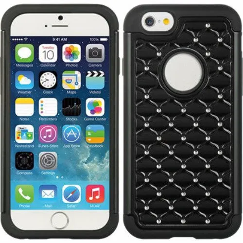For Apple iPhone 6s / 6 Case,  Crystal Rhinestone Slim Hybrid Dual Layer Case for Iphone 6S/6 - Black