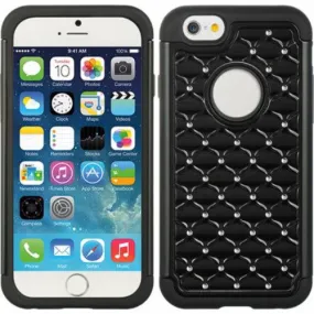 For Apple iPhone 6s / 6 Case,  Crystal Rhinestone Slim Hybrid Dual Layer Case for Iphone 6S/6 - Black