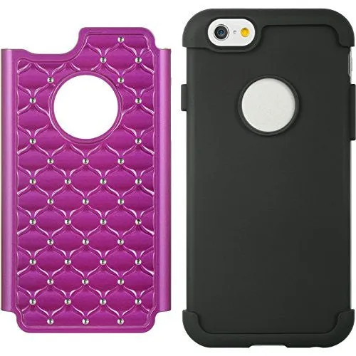 For Apple iPhone 6s / 6 Case,  Crystal Rhinestone Slim Hybrid Dual Layer Case for Iphone 6S/6 - Purple/Black