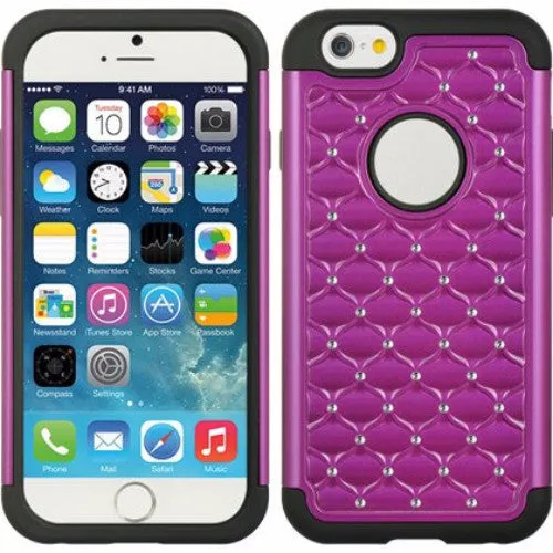 For Apple iPhone 6s / 6 Case,  Crystal Rhinestone Slim Hybrid Dual Layer Case for Iphone 6S/6 - Purple/Black