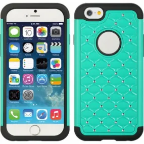 For Apple iPhone 6s / 6 Case,  Crystal Rhinestone Slim Hybrid Dual Layer Case for Iphone 6S/6 - Teal/Black