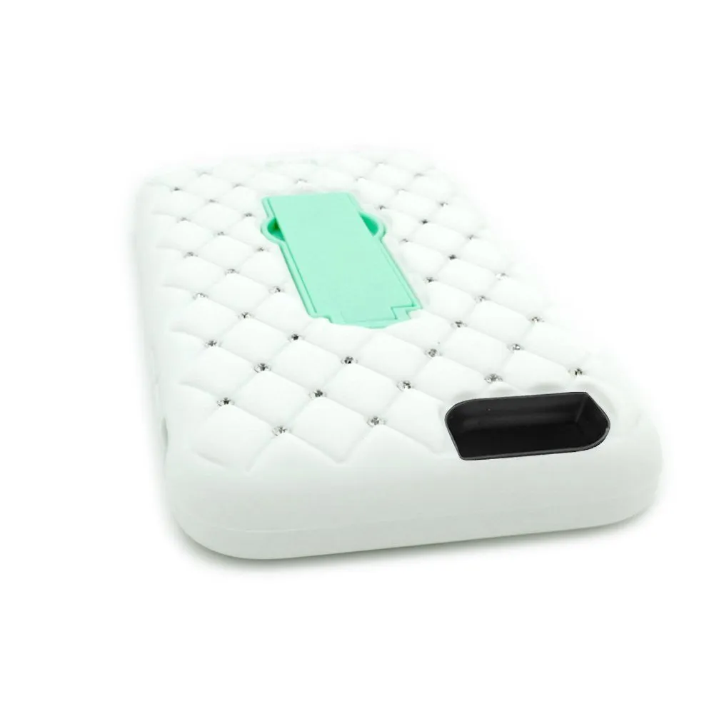 For Apple iPhone 6s / 6 Case, Diamond Hybrid Dual Layer Slim Case with Kickstand for Iphone 6S/6 - White/Teal
