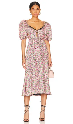 For Love & Lemons Isadora Midi Dress in Pink