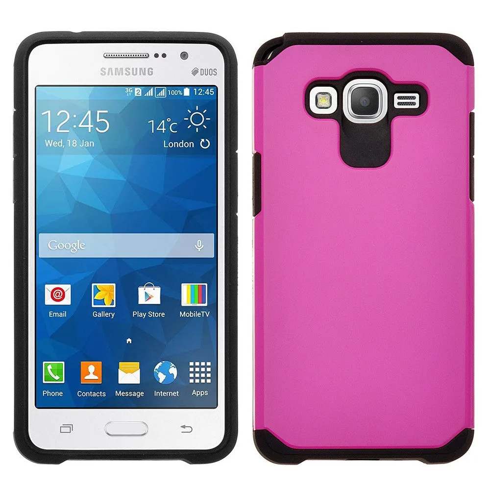 Galaxy Go Prime Case, Galaxy Grand Prime Case, Slim Hybrid [Shock/Impact] Absorption Dual Layer Case for Samsung Galaxy Go Prime/Grand Prime - Hot Pink