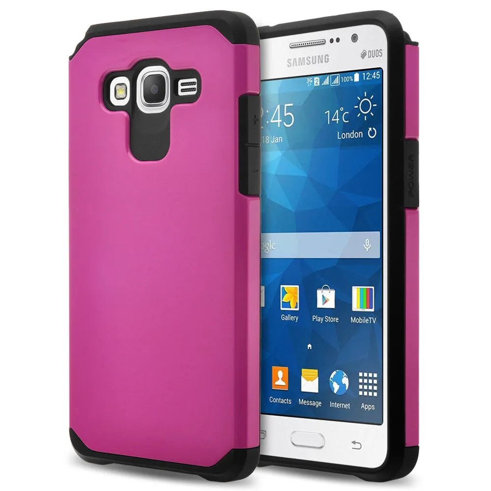 Galaxy Go Prime Case, Galaxy Grand Prime Case, Slim Hybrid [Shock/Impact] Absorption Dual Layer Case for Samsung Galaxy Go Prime/Grand Prime - Hot Pink