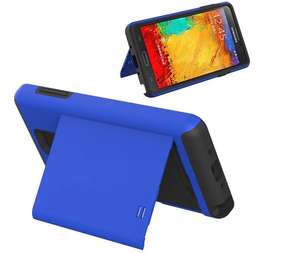 Galaxy Note 4 Case, Hybrid Dual Layer [Shock Resistant] Armor with Card Slot[Kickstand] Case for Samsung Galaxy Note 4 - Blue