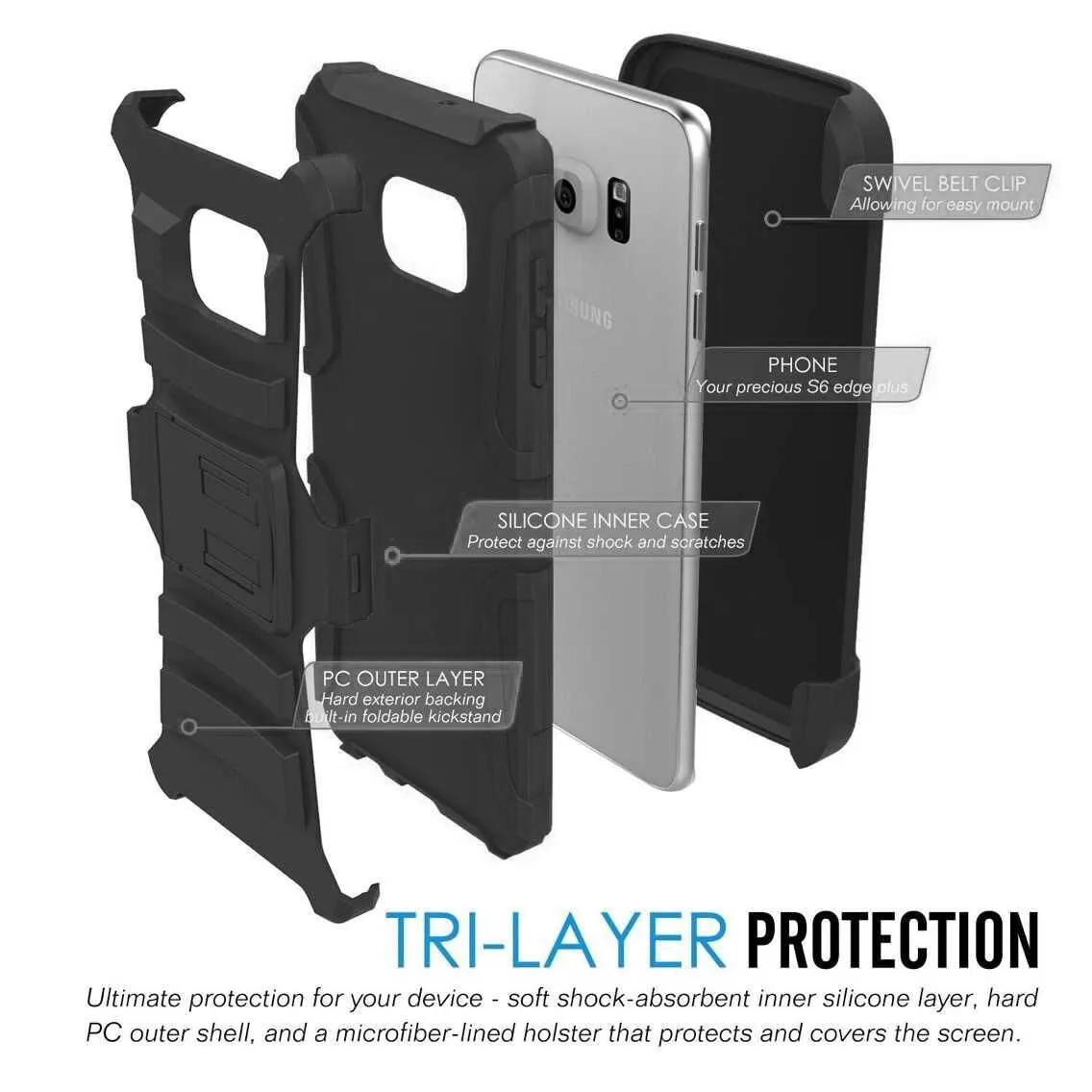 Galaxy Note 5 Case, Full Body Armor [Kickstand] Hybrid Tri-Layer Case for Samsung Galaxy Note 5 - Purple