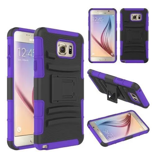 Galaxy Note 5 Case, Full Body Armor [Kickstand] Hybrid Tri-Layer Case for Samsung Galaxy Note 5 - Purple