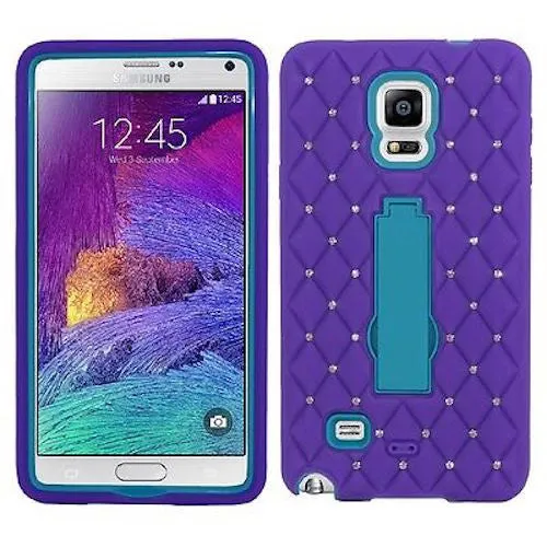 Galaxy Note 5 Case, Heavy Duty Armor Diamond Rhinestone Hybrid Case with Kickstand for Samsung Galaxy Note 5 - Purple/Blue