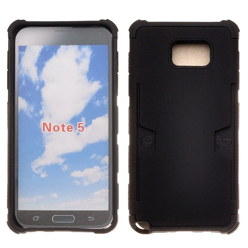 Galaxy Note 5 Case, Slim Hybrid [Card Slot Insert] Dual Layer [Shock Resistant] Case Cover for Samsung Galaxy Note 5 - Black
