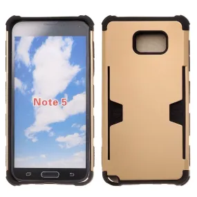 Galaxy Note 5 Case, Slim Hybrid [Card Slot Insert] Dual Layer [Shock Resistant] Case Cover for Samsung Galaxy Note 5 - Gold