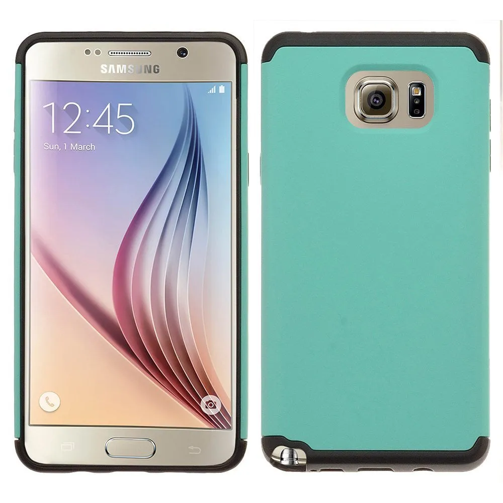 Galaxy Note 5 Case, Slim Hybrid Dual Layer [Shock Resistant] Case Cover for Samsung Galaxy Note 5 - Teal/Black