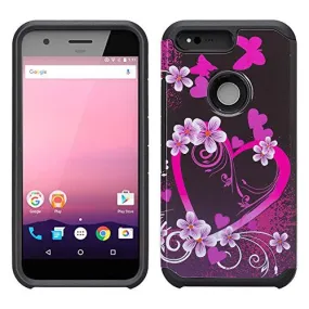 Google Pixel XL Case, Slim Hybrid Dual Layer Armor Case Cover for Google Pixel XL - Coverlab - Heart Butterflies
