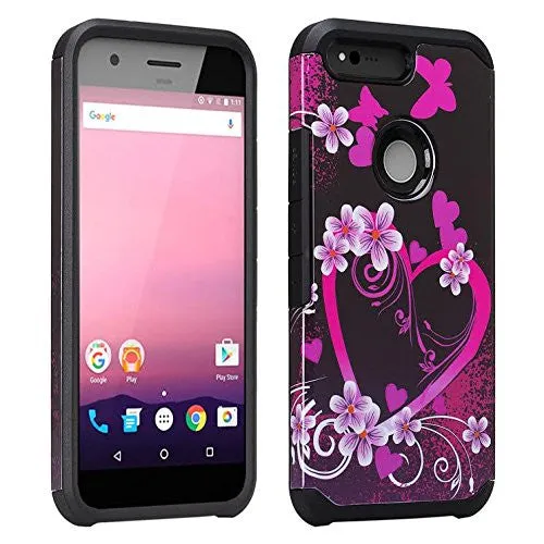 Google Pixel XL Case, Slim Hybrid Dual Layer Armor Case Cover for Google Pixel XL - Coverlab - Heart Butterflies