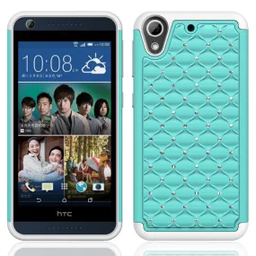 HTC Desire 626 Case, Crystal Rhinestone Slim Hybrid Dual Layer Case Cover for Desire 626 - Teal/White
