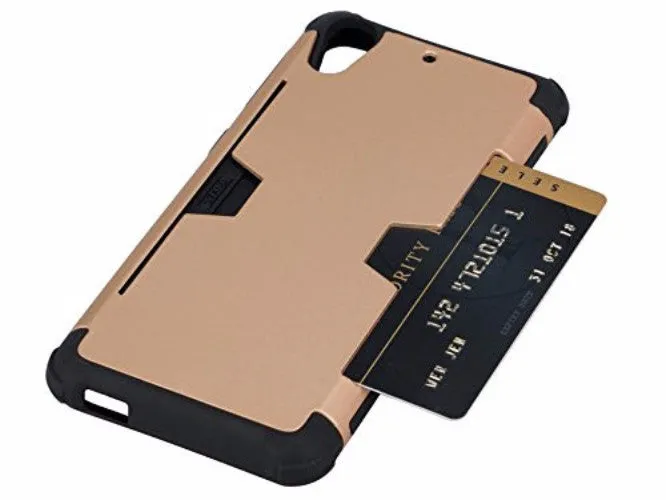 HTC Desire 626 Case, Slim Hybrid [Card Slot Insert] Dual Layer [Shock Resistant] Case Cover for Desire 626 - Gold